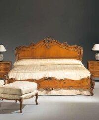 FMF-Letto con Testata Pannelli Legno e Pediera intagliata Bed with Headboard Wooden Panel,