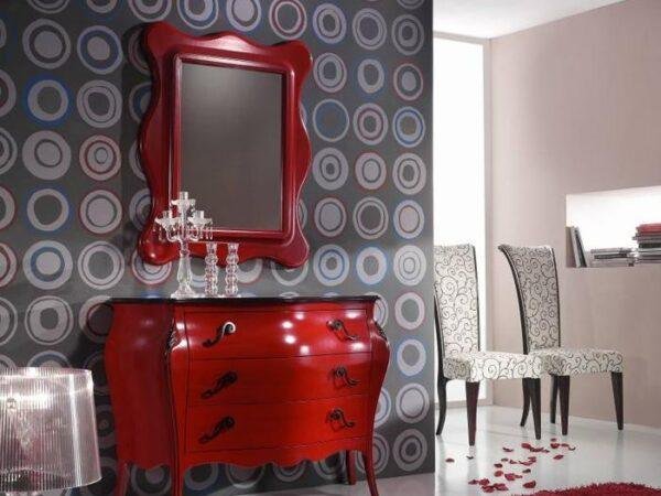 FTV-Shaped mirror with real leather frame