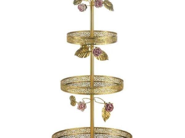 AVI-Marie-Antoinette Pink & Gold 3 Tier Cake Stand