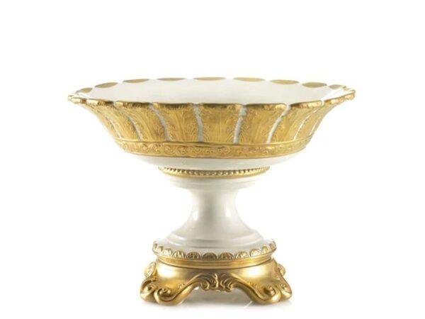 AVI-Queen Elizabeth Footed Fruit Bowl - White & Gold