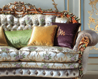 Italian 2-Seater Sofa with Hand-Carved Gold & Silver Leaf Detailing - Image 3