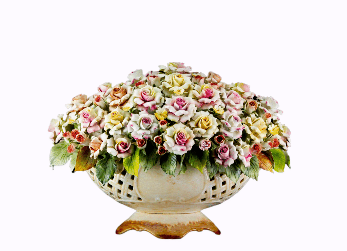 Porcelain Rose Centerpiece – Italian Artisan Floral Art - Image 1