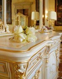 Italian Dining Set - Craquelé Ivory & Light Blue with Gold Leaf - Image 4