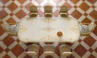 Italian Dining Set - Craquelé Ivory & Light Blue with Gold Leaf - Image 3