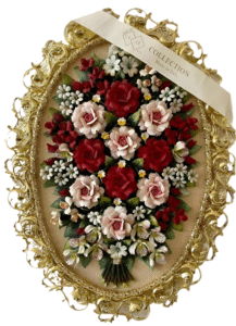 Rose and Pink Bouquet - Oval Brass - Image 2