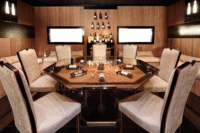 Octagonal Italian Wine Tasting Table in Nero Spigolato with Glass Top - Image 2