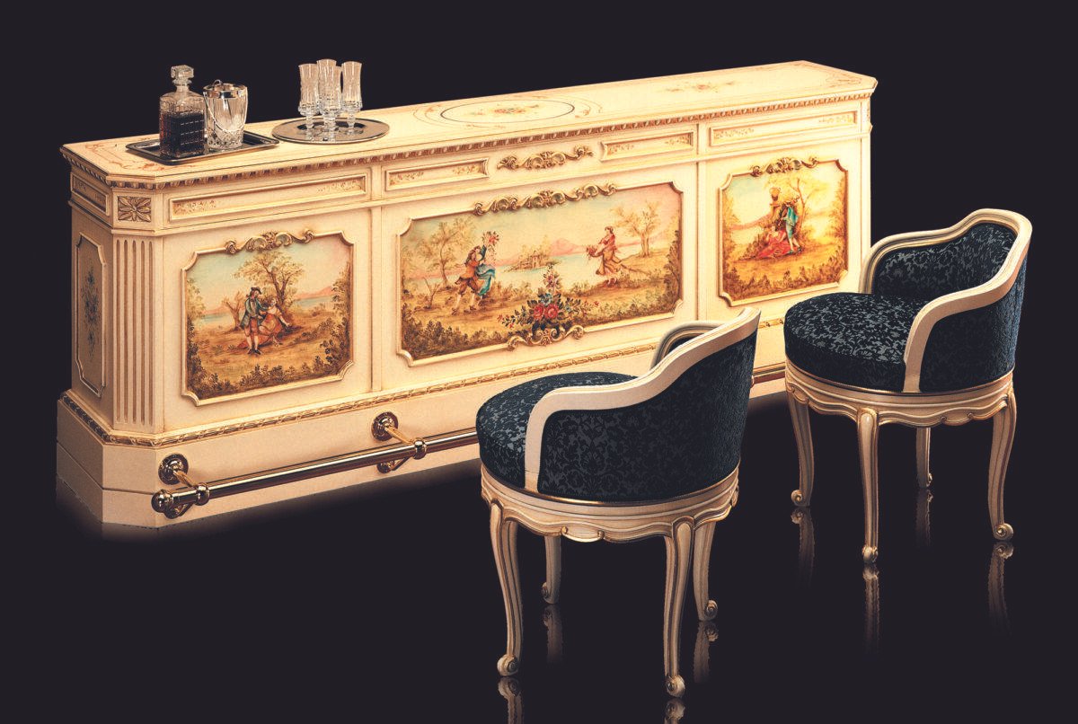 Louis XVI Style Italian Bar Hand Painted - Image 1
