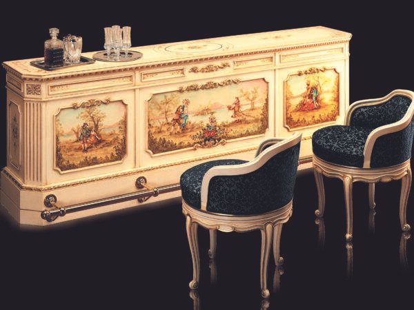 Louis XVI Style Italian Bar Hand Painted