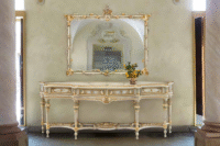 Italian Neoclassical Console Table - Craquelé Ivory & Blue with Gold Accents - Image 2