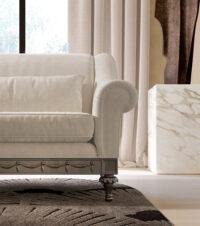 Classic White Sofa with Carved Detailing - Image 3