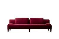 Crimson Velvet Sofa with Botanical Accent Chair - Image 2